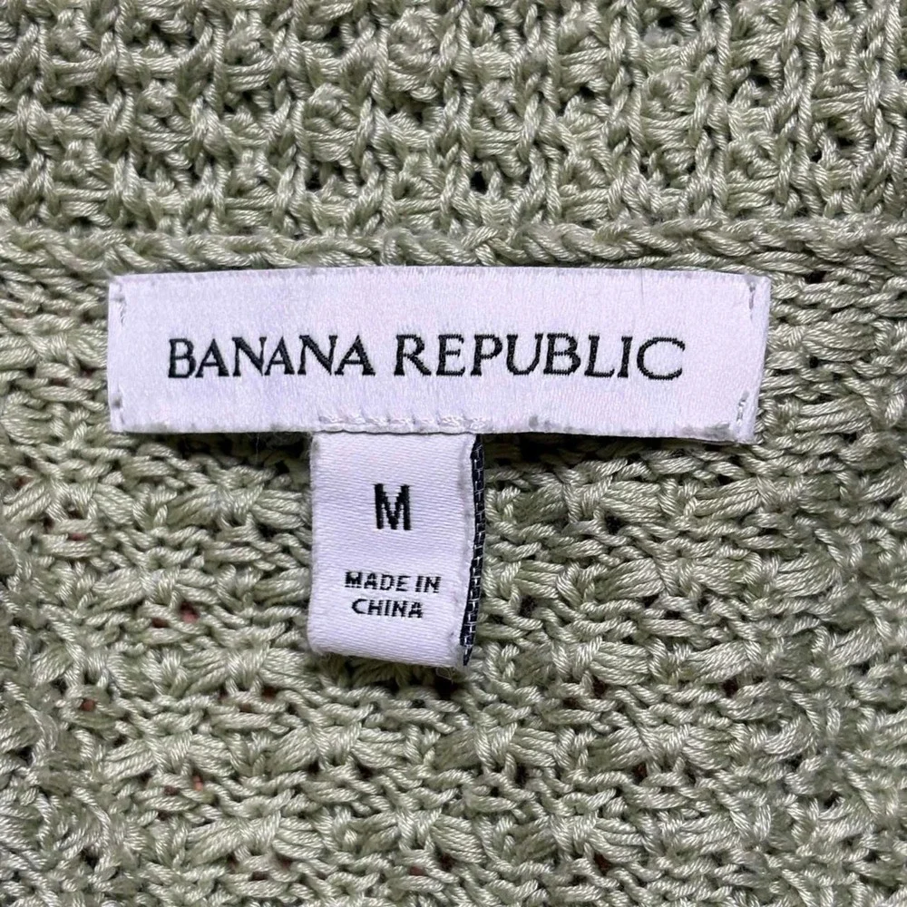 Banana republic Crochet Organic cotton knit shirt Green Men's M NWOT Sample
